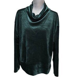 RBX Women's Green Velvet Cowl Neck Long Sleeve Top Size Large NWT
